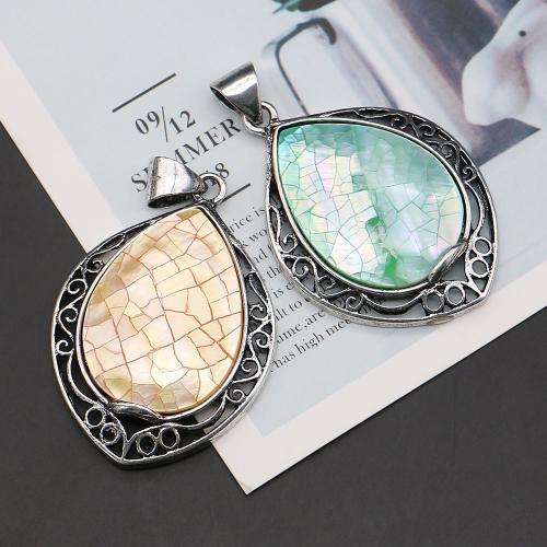 Подвески из ракушек, Ракушка, с цинковый сплав, Каплевидная форма, DIY, Много цветов для выбора, 49x35mm, продается PC