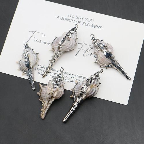 Colgantes de Nácar, con metal, Concha, chapado en color de plata, Bricolaje, pendant length 20-50mm, Vendido por UD