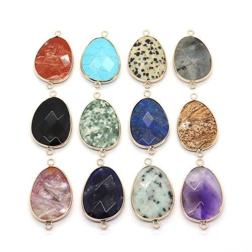 Edelstein-Connector, Edelstein, mit Messing, Unregelmäßige, DIY & verschiedenen Materialien für die Wahl & facettierte, 38x22mm, verkauft von PC