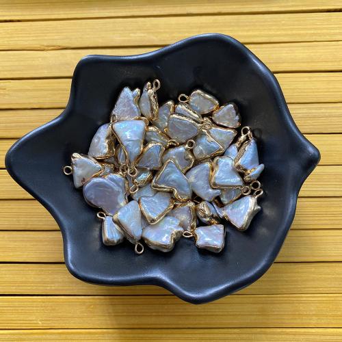 Подвески из преноводного жемчуга, Пресноводные жемчуги, с цинковый сплав, Нерегулярные, плакирован золотом, DIY, pendant size 6x10-15x25mm, продается PC