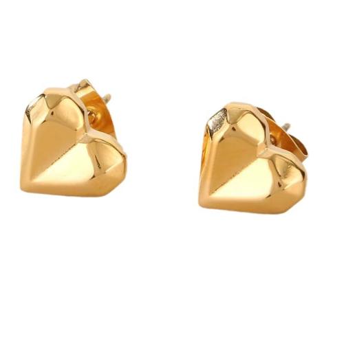 Stainless Steel Stud Earrings, 304 Stainless Steel, Heart, plated, fashion jewelry, more colors for choice, 11x10mm, Sold By Pair