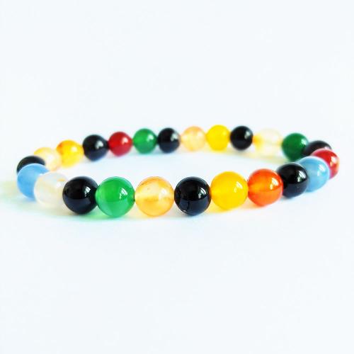 Браслет Агат ювелирные изделия, радуга агат, ювелирные изделия моды, разноцветный, длина:21 см, продается PC
