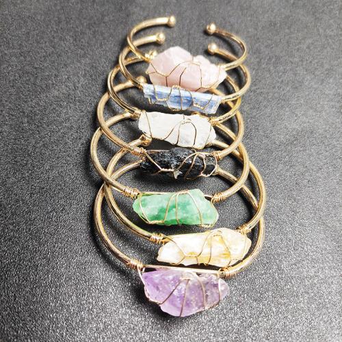 Natural Stone Cuff Bangle, with Tibetan Style, fashion jewelry, more colors for choice, 35mm, Inner Diameter:Approx 66mm, Sold By PC