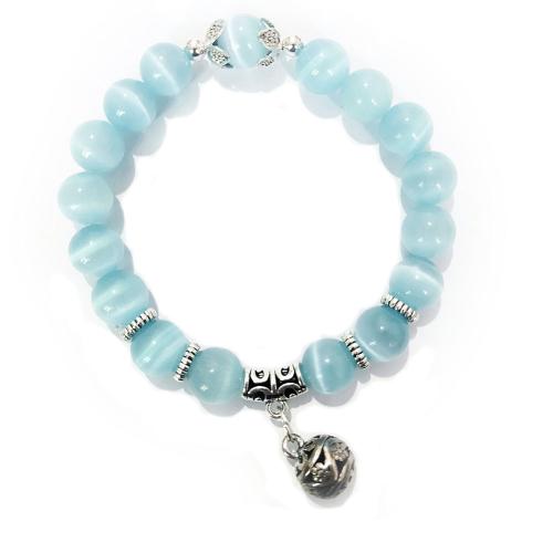 Cats Eye Bracelets, with Tibetan Style, fashion jewelry, more colors for choice, 10mm, Length:19 cm, Sold By PC