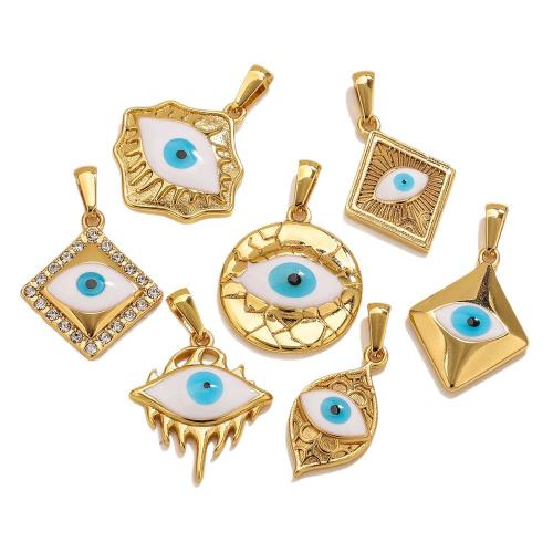 Evil Eye Pendants, 304 Stainless Steel, gold color plated, DIY & different styles for choice & enamel, Sold By PC