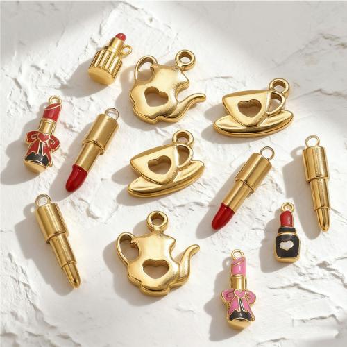 Stainless Steel Pendants, 304 Stainless Steel, gold color plated, DIY & different styles for choice & enamel, 5PCs/Bag, Sold By Bag