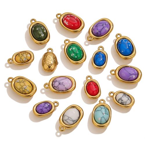 Bijoux Pendentifs en pierres gemmes, Acier inoxydable 304, avec Pierre naturelle, Placage de couleur d'or, DIY & styles différents pour le choix, 5PC/sac, Vendu par sac