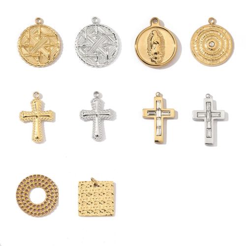 Stainless Steel Pendants, 304 Stainless Steel, with Glass, gold color plated, DIY & with rhinestone, more colors for choice, 3PCs/Bag, Sold By Bag