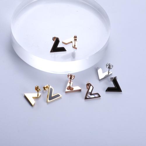Edelstahl Ohrringe, 304 Edelstahl, Buchstabe V, plattiert, Modeschmuck, keine, 11x13mm, verkauft von Paar