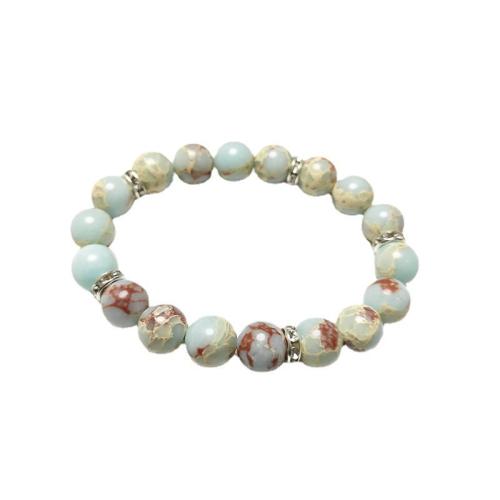 Gemstone Bracelets, Koreite, with Tibetan Style, plated, fashion jewelry & with rhinestone, mixed colors, 10mm, Length:21 cm, Sold By PC