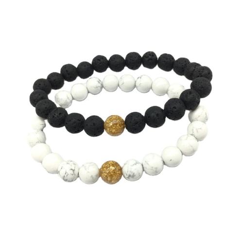 Gemstone Bracelets, Lava, with Magnesite, fashion jewelry, more colors for choice, 8mm, Length:18 cm, Sold By PC