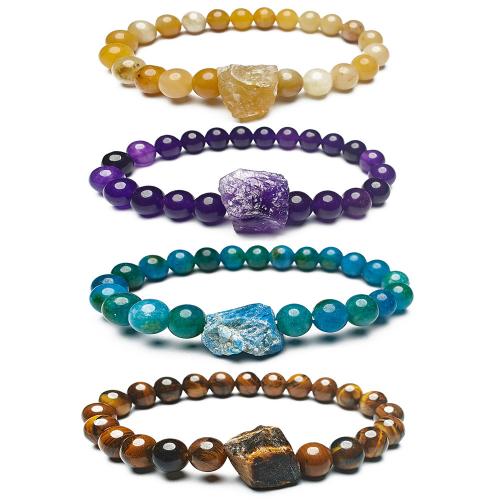 Gemstone Bracelets, Natural Stone, fashion jewelry, more colors for choice, 8mm, Length:19 cm, Sold By PC