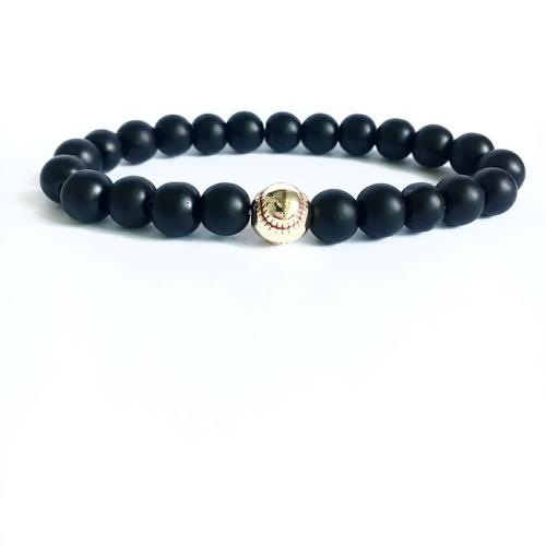 Gemstone Bracelets, Abrazine Stone, with Brass, fashion jewelry, mixed colors, 8mm, Length:21 cm, Sold By PC