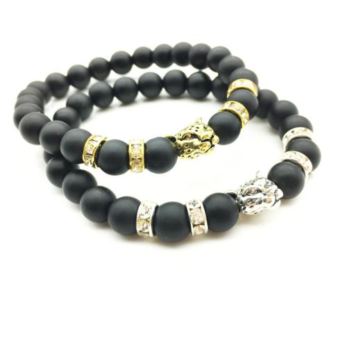 Gemstone Bracelets, Natural Stone, with Tibetan Style, fashion jewelry, more colors for choice, 8mm, Length:19 cm, Sold By PC