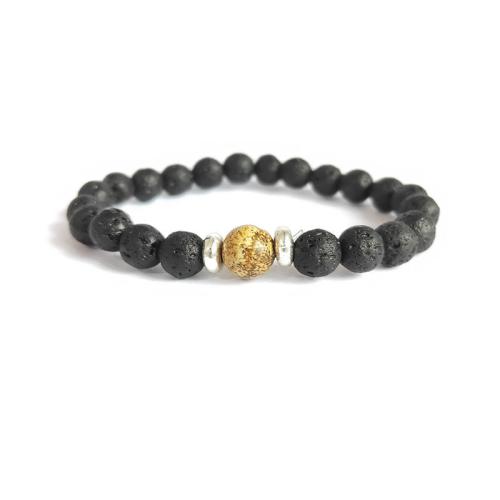 Gemstone Bracelets, Lava, fashion jewelry, more colors for choice, 8mm, Length:19 cm, Sold By PC