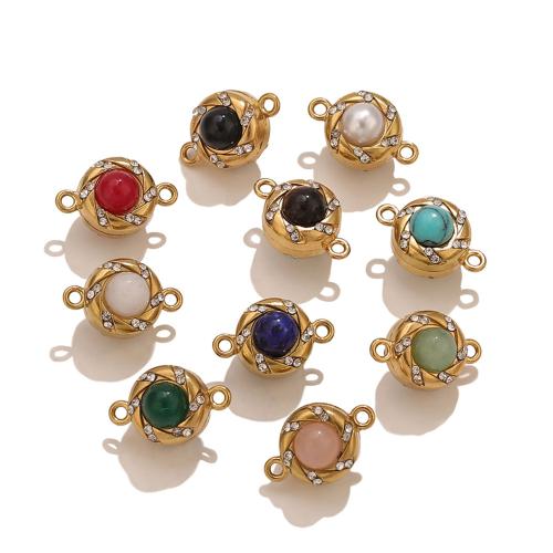 Stainless Steel Magnetic Clasp, 304 Stainless Steel, with Gemstone, plated, DIY & different styles for choice & with rhinestone, 13.80x8.80mm, Sold By PC