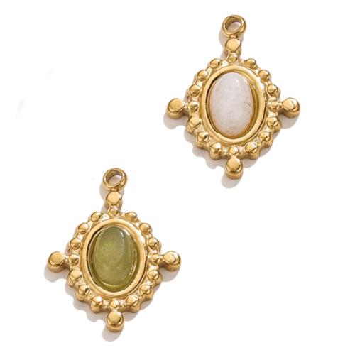 Natural Aventurine Pendants, 304 Stainless Steel, with Aventurine, gold color plated, DIY, more colors for choice, 12.50x17mm, Sold By PC