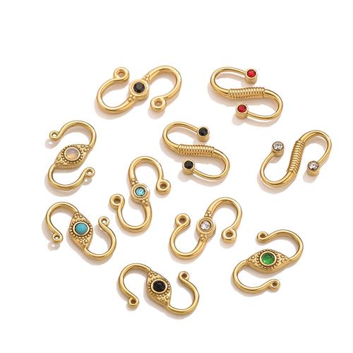 304 Stainless Steel S Shape Clasp, with Gemstone, plated, DIY & different styles for choice & with rhinestone, 10PCs/Lot, Sold By Lot