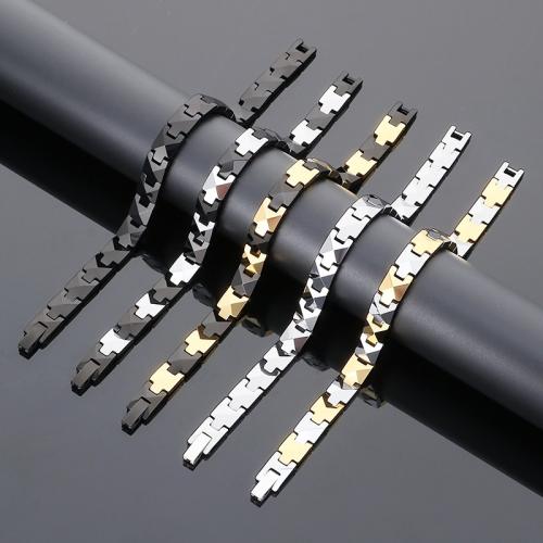 Tungsten Steel Bracelet, with Black Magnetic Stone, plated, fashion jewelry & for man, more colors for choice, Length:Approx 7.5 Inch, Sold By PC