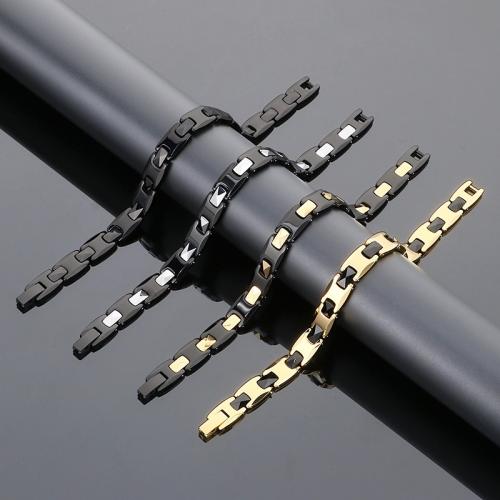 Tungsten Steel Bracelet, with Black Magnetic Stone, plated, fashion jewelry & for man, more colors for choice, Length:Approx 7.9 Inch, Sold By PC