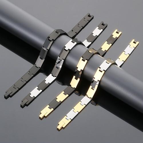 Tungsten Steel Bracelet, with Black Magnetic Stone, plated, fashion jewelry & for man, more colors for choice, Length:Approx 7.9 Inch, Sold By PC