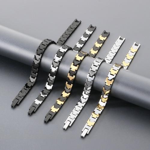 Tungsten Steel Bracelet, with Black Magnetic Stone, plated, fashion jewelry & for man, more colors for choice, Sold By PC