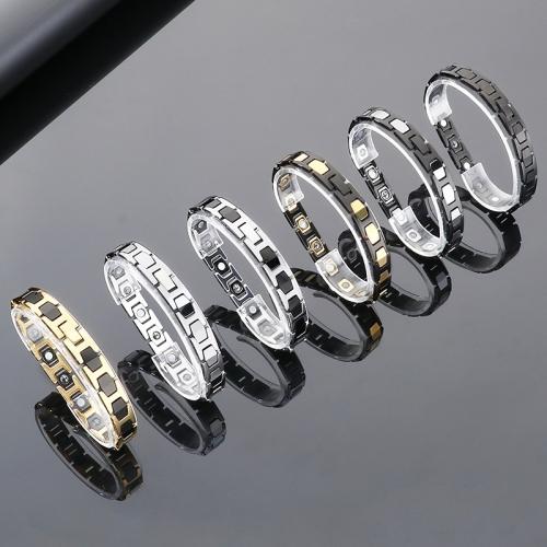 Tungsten Steel Bracelet, with Black Magnetic Stone, plated, fashion jewelry & for man, more colors for choice, Length:Approx 8.5 Inch, Sold By PC