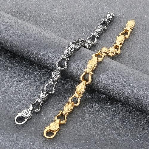 304 Stainless Steel Bracelet, Wolf, plated, fashion jewelry & for man, more colors for choice, Length:Approx 8.7 Inch, Sold By PC