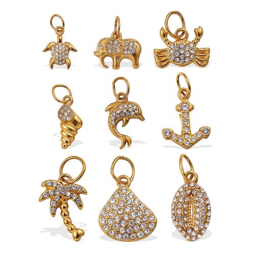 Bijoux pendentifs en acier inoxydable , Acier inoxydable 304, Placage, DIY & styles différents pour le choix & avec strass, Vendu par PC