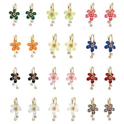 Серьги из полимерной смолы, Нержавеющая сталь 304, с канифоль, плакирован золотом, ювелирные изделия моды & инкрустированное микро кубического циркония, Много цветов для выбора, продается Пара