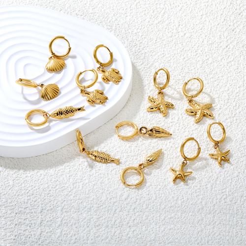 Stainless Steel Drop Earring, 304 Stainless Steel, gold color plated, fashion jewelry, golden, Sold By Pair