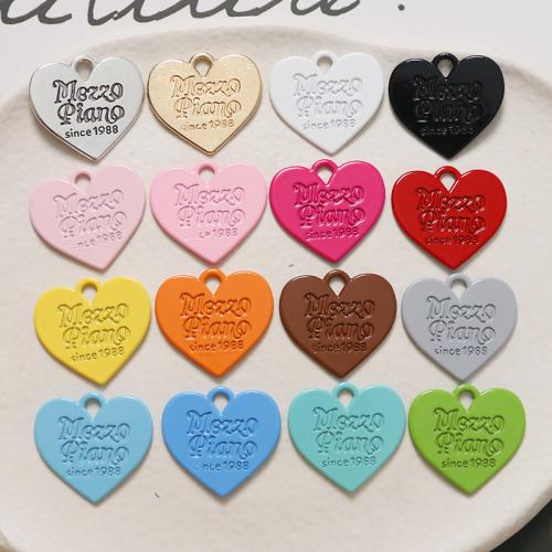 Tibetan Style Heart Pendants, stoving varnish, DIY & with letter pattern & single-sided, more colors for choice, 22x20mm, Sold By PC