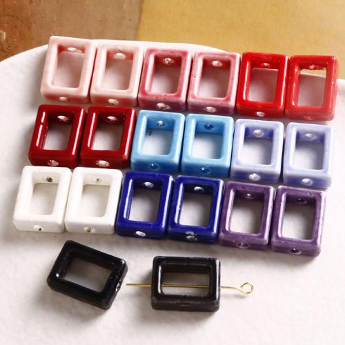 Ювелирный фарфоровый бусины, фарфор, Прямоугольная форма, DIY & отверстие, Много цветов для выбора, 17x13mm, продается PC