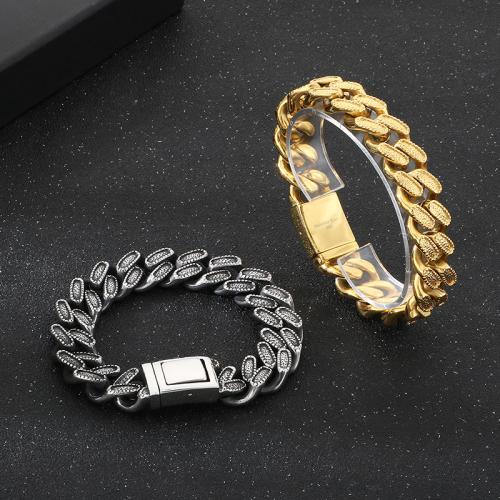 304 Stainless Steel Bracelet, plated, fashion jewelry & for man, more colors for choice, Length:Approx 8.5 Inch, Sold By PC