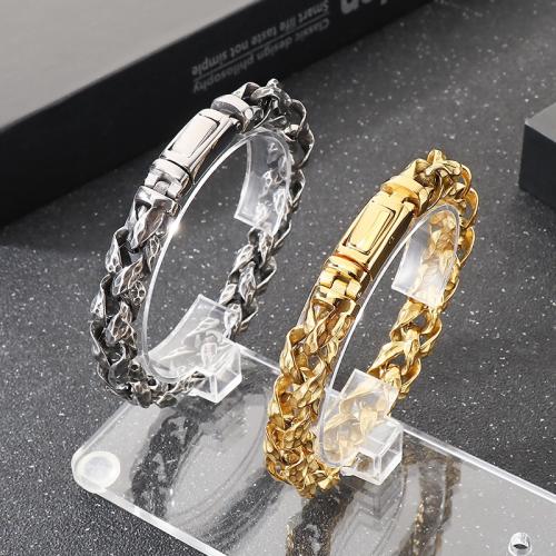 304 Stainless Steel Bracelet, plated, fashion jewelry & for man, more colors for choice, 220x11mm, Sold By PC
