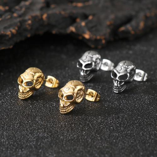 304 Stainless Steel Stud Earring, Skull, plated, Halloween Design & different styles for choice & for man, Sold By Pair