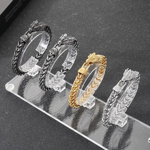 304 Stainless Steel Bracelet, Dragon, plated, fashion jewelry & for man, more colors for choice, 210x8mm, Sold By PC