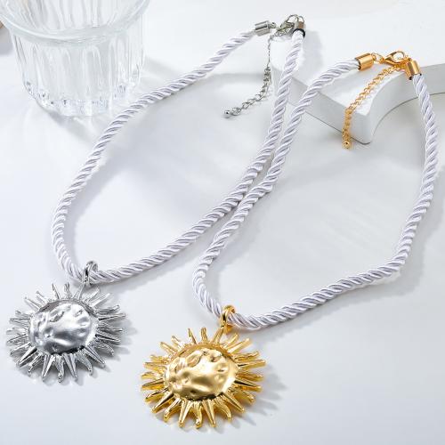 Tibetan Style Necklace, with Polyester Cord, Flower, plated, Bohemian style & for woman, more colors for choice, Sold By PC