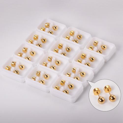 Stainless Steel Stud Earrings, 304 Stainless Steel, gold color plated, fashion jewelry, more colors for choice, 12Pairs/Set, Sold By Set