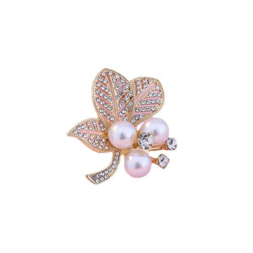 South Sea Shell Brooch, Tibetan Style, with Shell Pearl, gold color plated, fashion jewelry & micro pave cubic zirconia, more colors for choice, Sold By PC