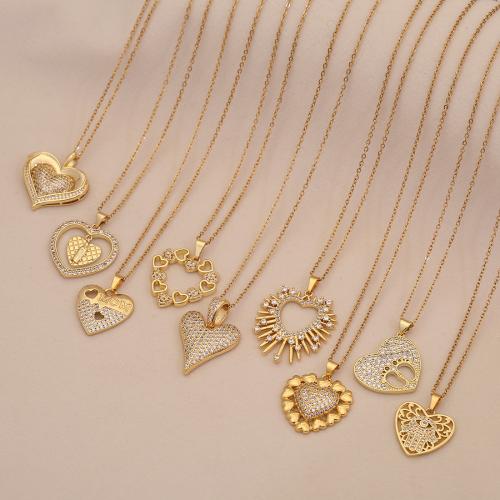 Brass Necklace, plated, fashion jewelry & micro pave cubic zirconia, more colors for choice, Sold By PC