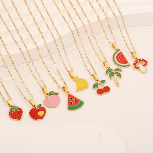 Stainless Steel Jewelry Necklace, 304 Stainless Steel, gold color plated, fashion jewelry & enamel, more colors for choice, Sold By PC