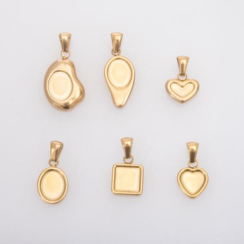 основы для кулонов из нержавеющей стали, Нержавеющая сталь 304, плакирован золотом, ювелирные изделия моды, Много цветов для выбора, продается PC