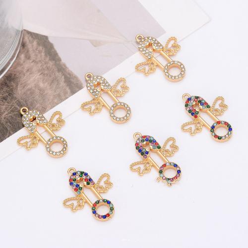 Bijoux pendentifs en acier inoxydable , Acier inoxydable 304, Placage de couleur d'or, DIY & avec strass, plus de couleurs à choisir, 5PC/sac, Vendu par sac