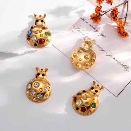 Bijoux pendentifs en acier inoxydable , Acier inoxydable 304, Placage de couleur d'or, DIY & avec strass, plus de couleurs à choisir, 5PC/sac, Vendu par sac