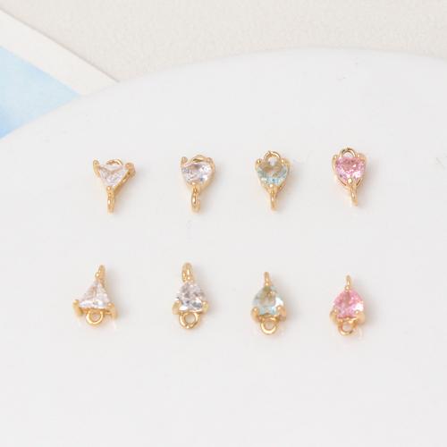 Cubic Zirconia Micro Pave Brass Connector, gold color plated, DIY & micro pave cubic zirconia, more colors for choice, 9x5x4mm, 10PCs/Bag, Sold By Bag