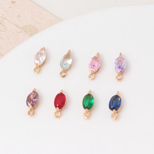 Cubic Zirconia Micro Pave Brass Connector, gold color plated, DIY & micro pave cubic zirconia, more colors for choice, 4x6mm, 10PCs/Bag, Sold By Bag