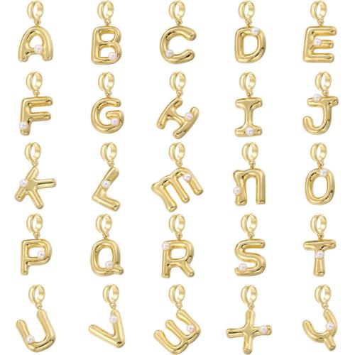 Bijoux pendentifs en laiton, avec perle de plastique, Lettre d’alphabet, Placage, DIY, plus de couleurs à choisir, protéger l'environnement, sans nickel, plomb et cadmium, Vendu par PC