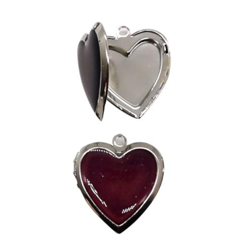 Fashion Locket Pendants, 304 Stainless Steel, Heart, plated, DIY & change their color according to the temperature, mixed colors, 23mm, Sold By PC
