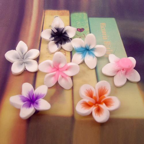 Hair Accessories DIY Findings, Polymer Clay, Flower, more colors for choice, 18mm, 100PCs/Bag, Sold By Bag